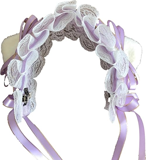 Amazon Co Jp J S Select 猫耳 ねこ耳 レディース レース ヘアアクセサリー カチューシャ 髪飾り Purple 服 ファッション小物