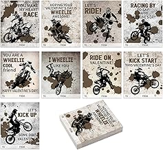 36 Sets Dirt Bike Valentine's Day Cards Bulk for Kids Motorcycle Motor Themed Valentine's Day Classroom Sharing Card for Valentines Exchange Gift Dirt Bike Theme Party Supplies