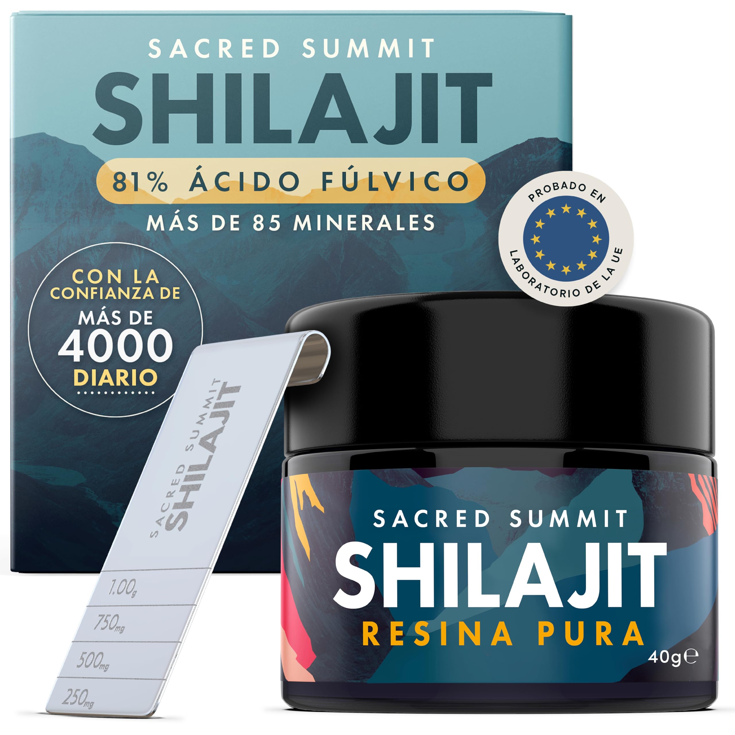 Resina de Shilajit Dorado 40g – 81% Ácido Fúlvico, B12 & Minerales – Energía, Enfoque & Resistencia – Vegano, Probado en Laboratorio – Suministro de 3 Meses