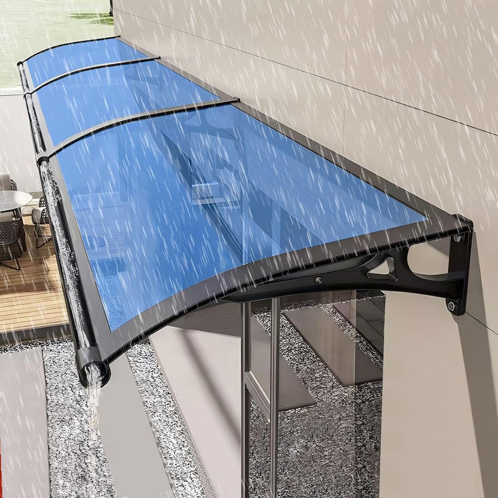 Auvent de porte anti pluie et neige : fini les infiltrations avec cette marquise 80x220
