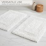 Cotton Reversible Bathmat Set of 2, 17x24 Inches - White, Super Soft Quick Dry Washable Bath Rugs Ideal for Bathroom, Kitchen, Vanity, Shower Area | Plush Soft Spa Style Hotel Quality Floor Mat