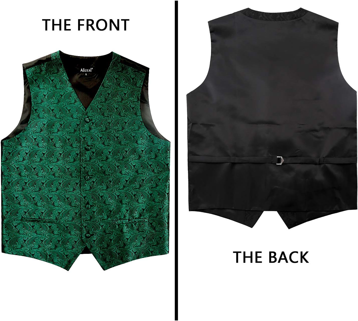 Alizeal Mens Classic 4pc Paisley Jacquard Waistcoat Suit Vest Set