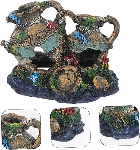 Miniatura 7 de Ipetboom Aqua Hideout - Florero decorativo para pecera, decoración de pecera, adornos seguros para acuario, cueva subacuática, resina subacuática,