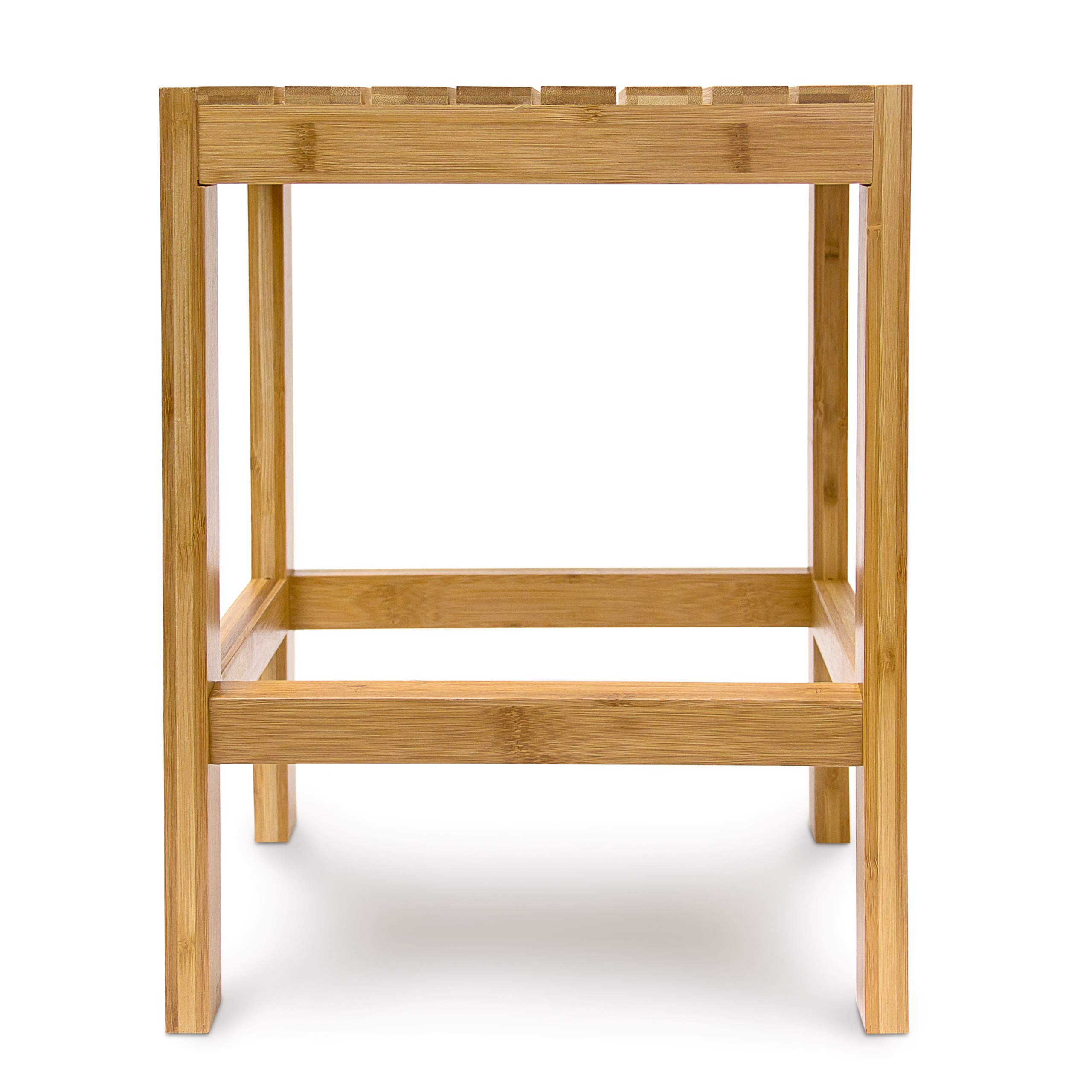 Relaxdays Sgabello da Bagno in bambù, Design, Panchetta da Armadio, 40 x 28 x 32 cm, Legno Naturale, Bambú, Marrone, 1 pz