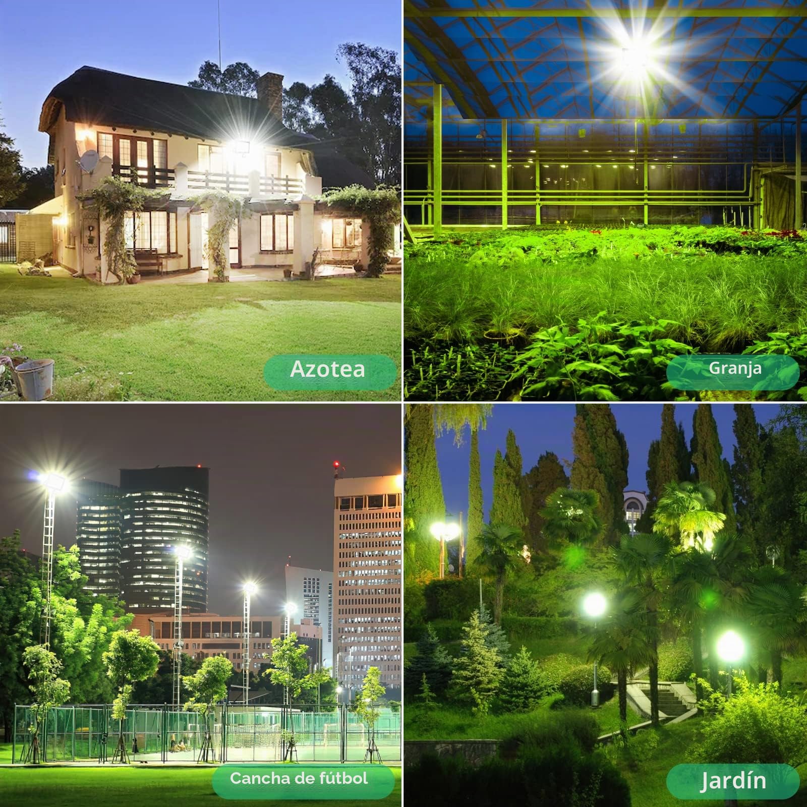 Foco LED con Sensor de Movimiento 100W Focos LED Exterior 2 Piezas