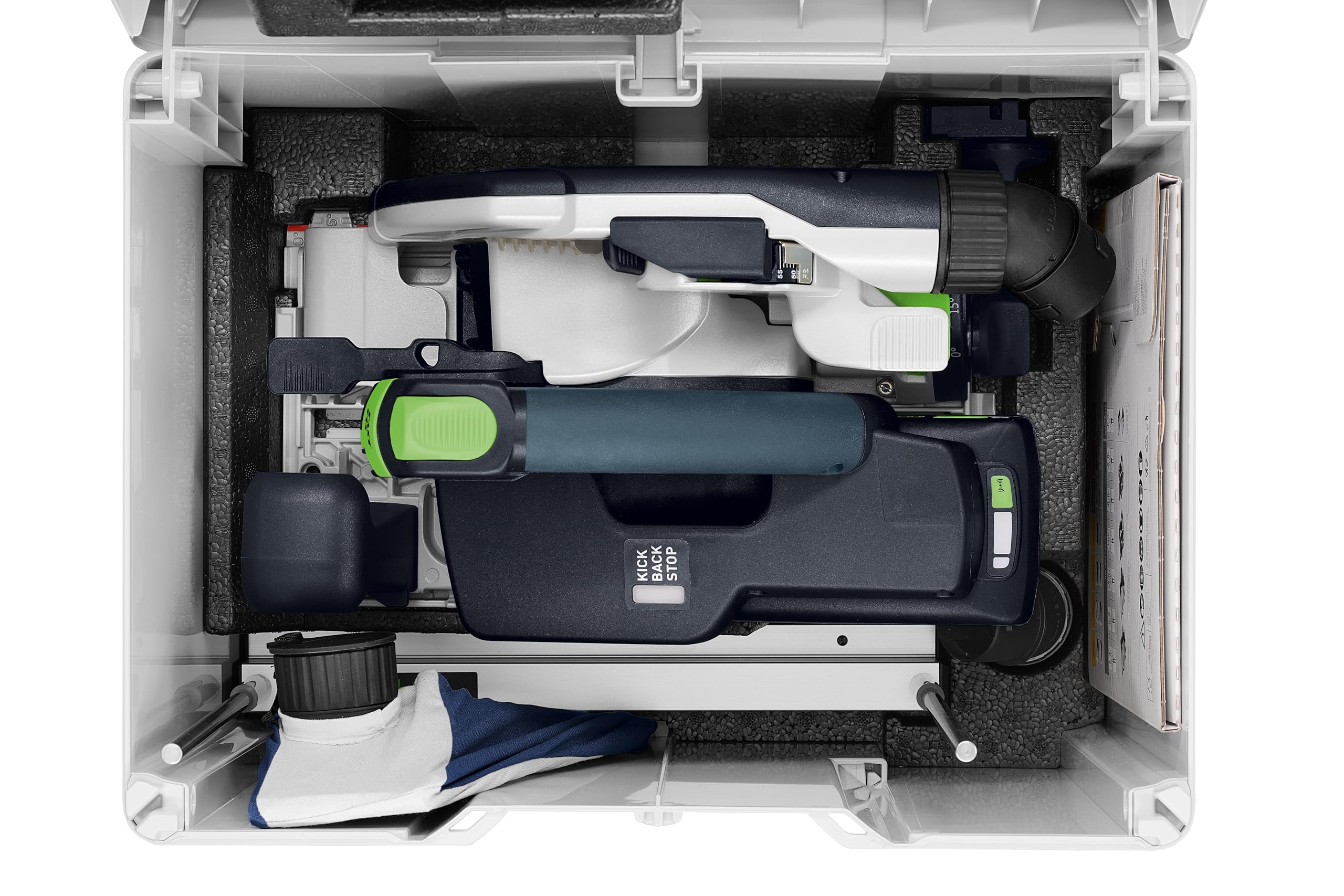 Festool Akumulatorowa ręczna piła tarczowa HKC 55 KEB-Basic – wydajna piła 18 V z KickbackStop, precyzyjna głębokość cięcia, mobilne cięcie do drewna, rzemieślników, na placu budowy