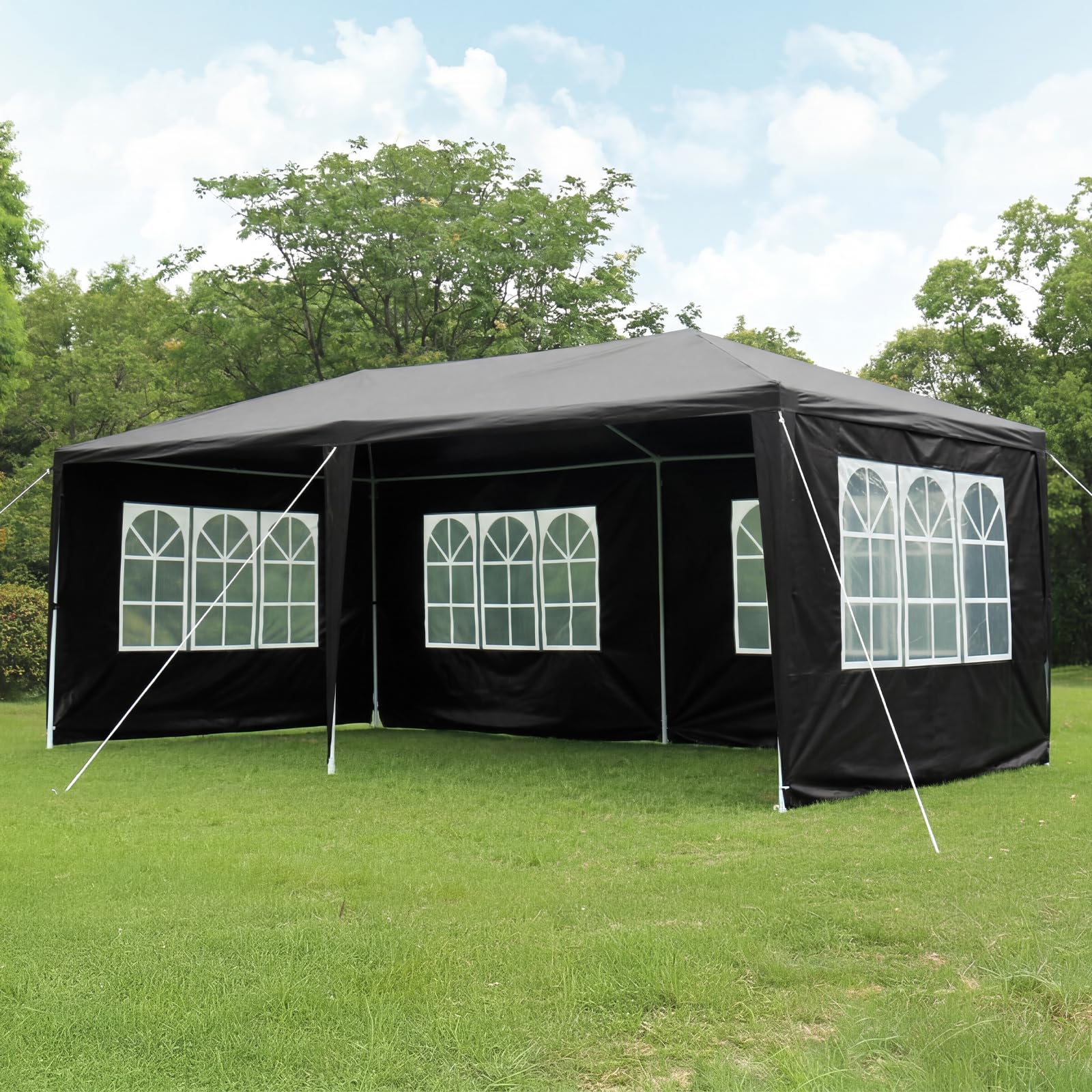 Gazebo Marquee 6x3M Canopy Party Tent with Sidewall And Windows, Outdoor Gazebo Marquee Garden Wedding Party Tent Waterproof Patio Canopy for Sun Rain Shelter (6X3m White(4 Side ）) — view 11