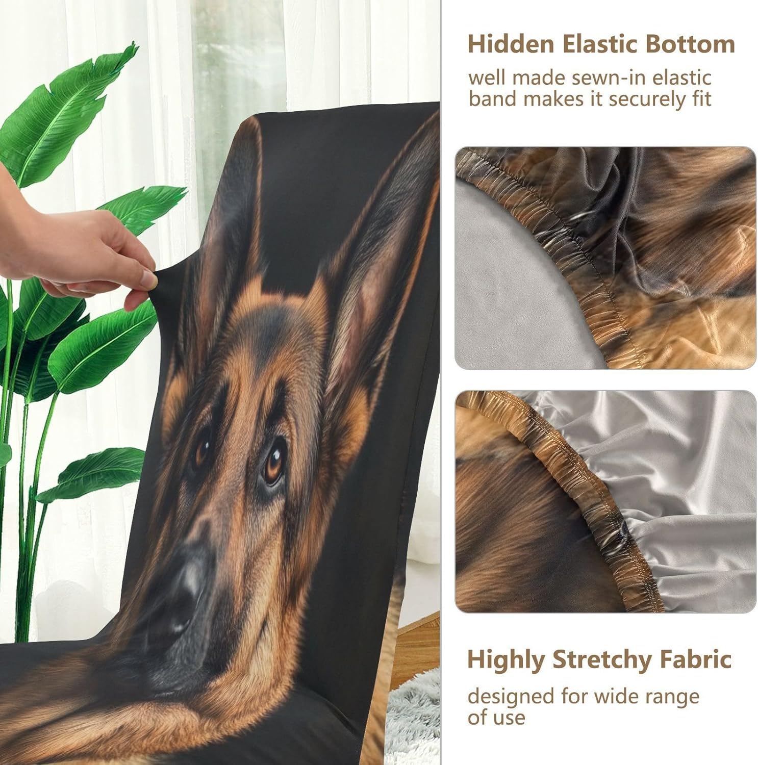 ALAZA Chair Covers for Dining Room, German Shepherd Dog Portrait Stretch Chair Cover Sets Chair Protector Removable Washable for Ktichen Restaurant Hotel