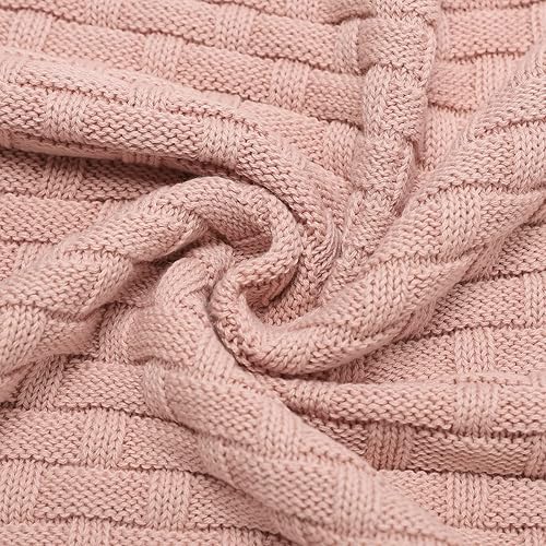 Miniatura 6 de Baby Essentials - Manta para bebé, suave y acogedora, 100% algodón, tejido de punto trenzado, para niños y niñas, color rosa