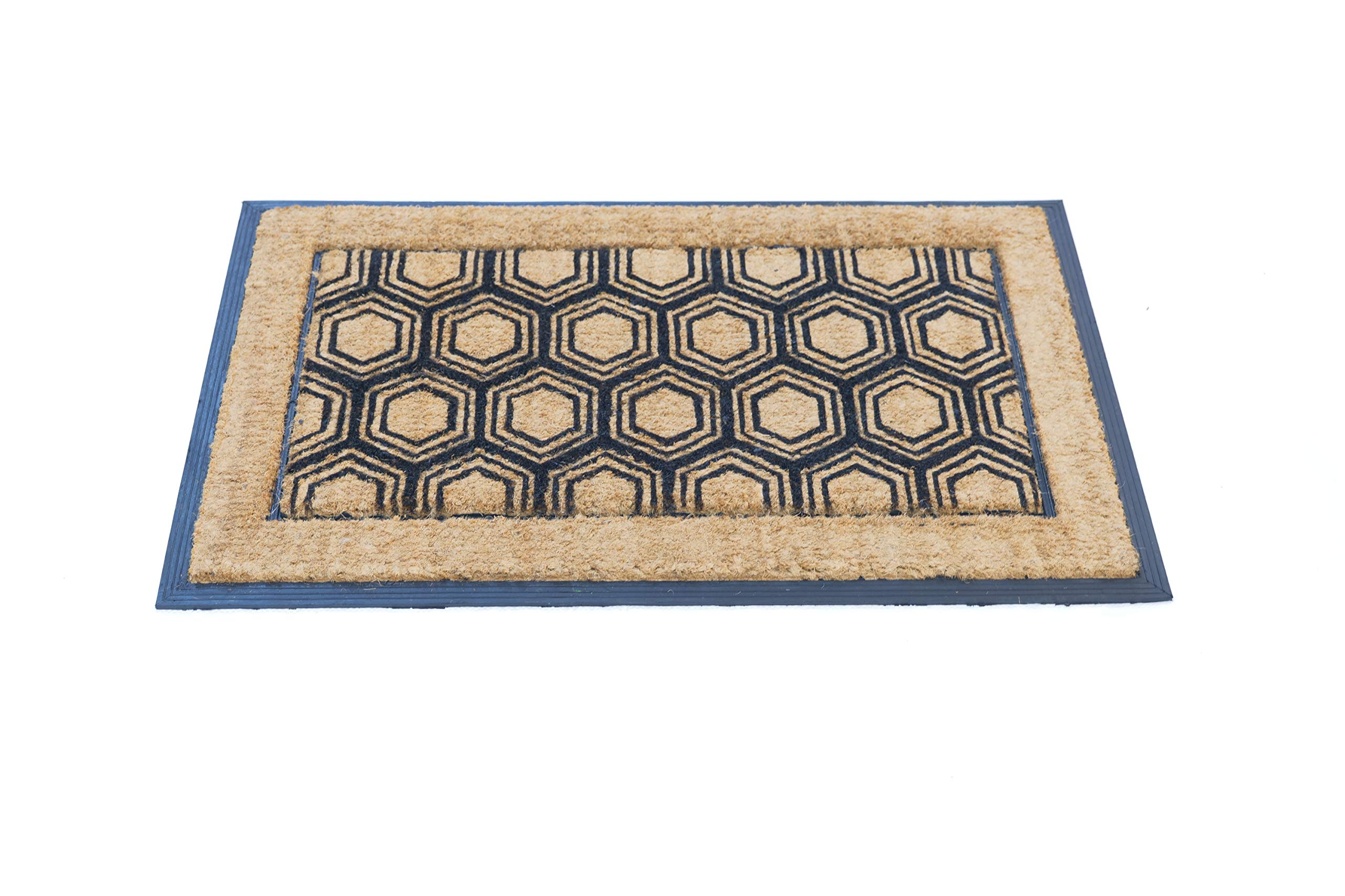 Onlymat Natural Coir| Beautiful Hexagonal Design | Rubber Backing| Long-Lasting| Heavy Duty| Weather Resistant| Indoor| Outdoor| Doormat- 55cm x 90cm