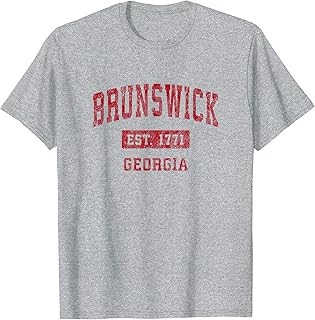 Brunswick Georgia GA Vintage Sports Design Red Design T-Shirt