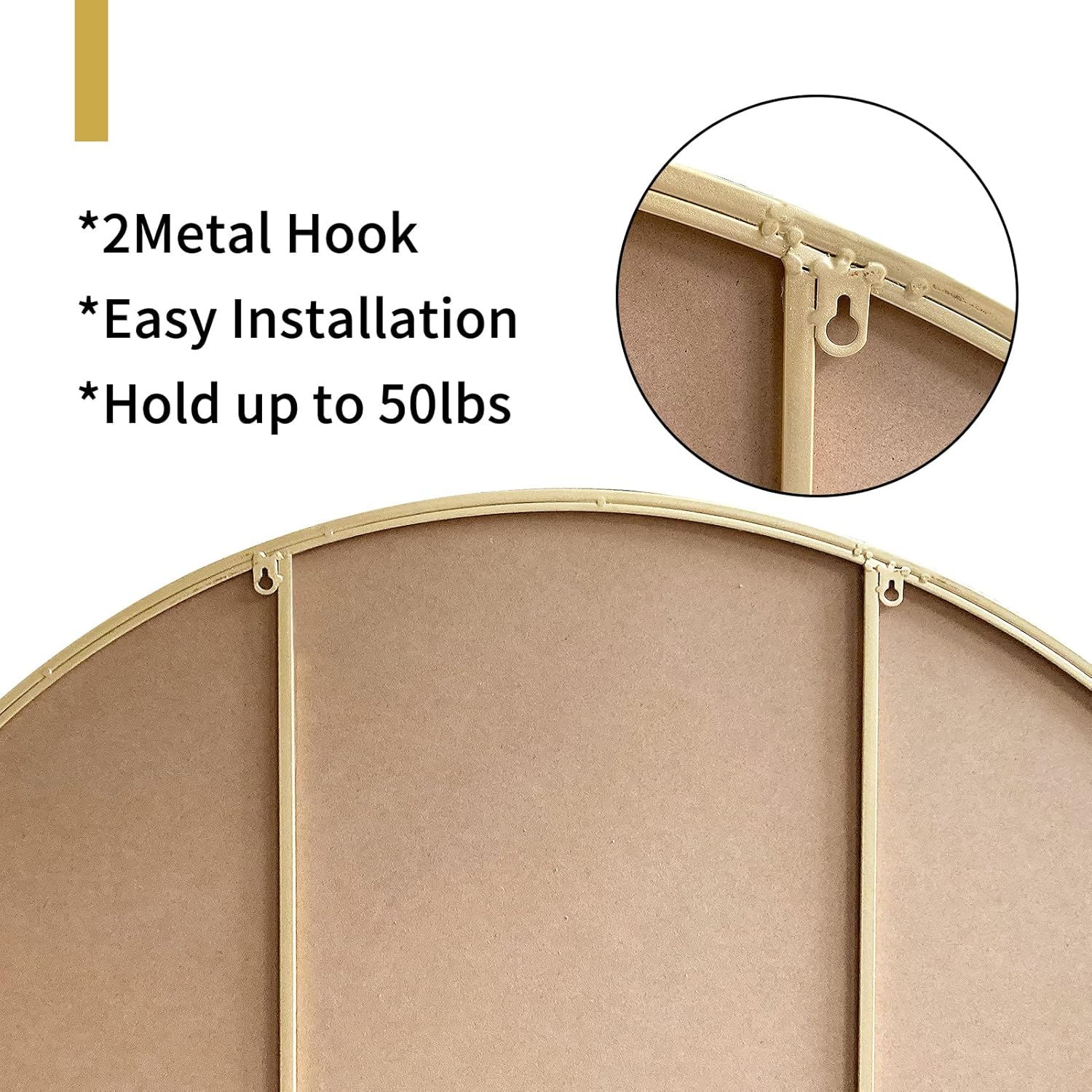 48" Round Mirror, Gold Large Circle Wall Mirror Decor for Bedroom, Washrooms, Living Rooms & Entryway