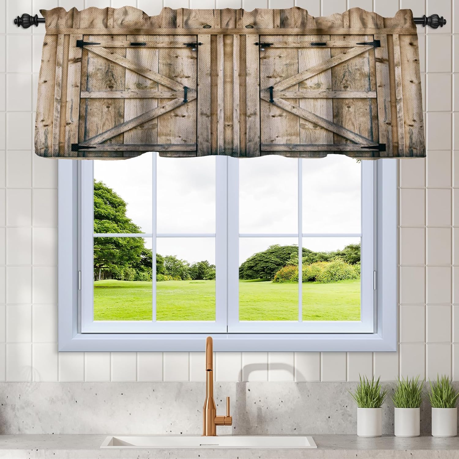 Amazon.com: Renaiss 52x18 Inch Farmhouse Wooden Barn Door Kitchen ...