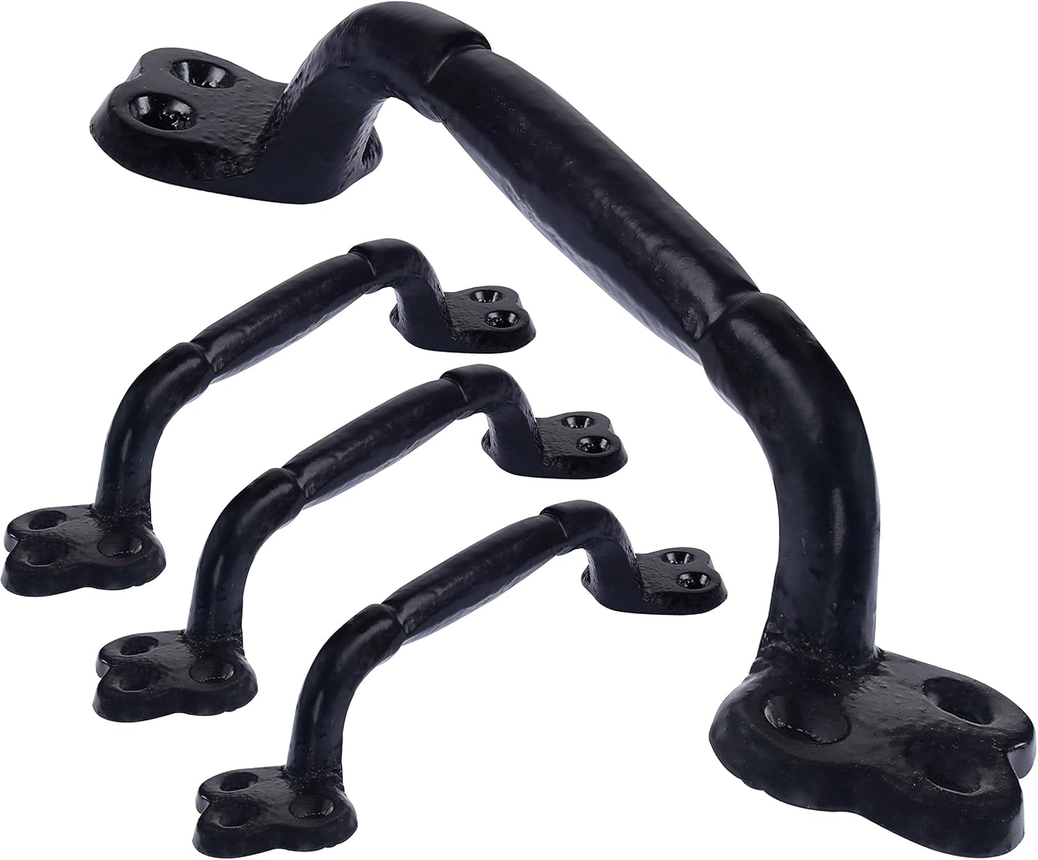 Dseap Barn Door Handle, 9" Heavy Duty Rustic Cast Iron Gate Grab Handles and Pulls, Black, Pack of 4