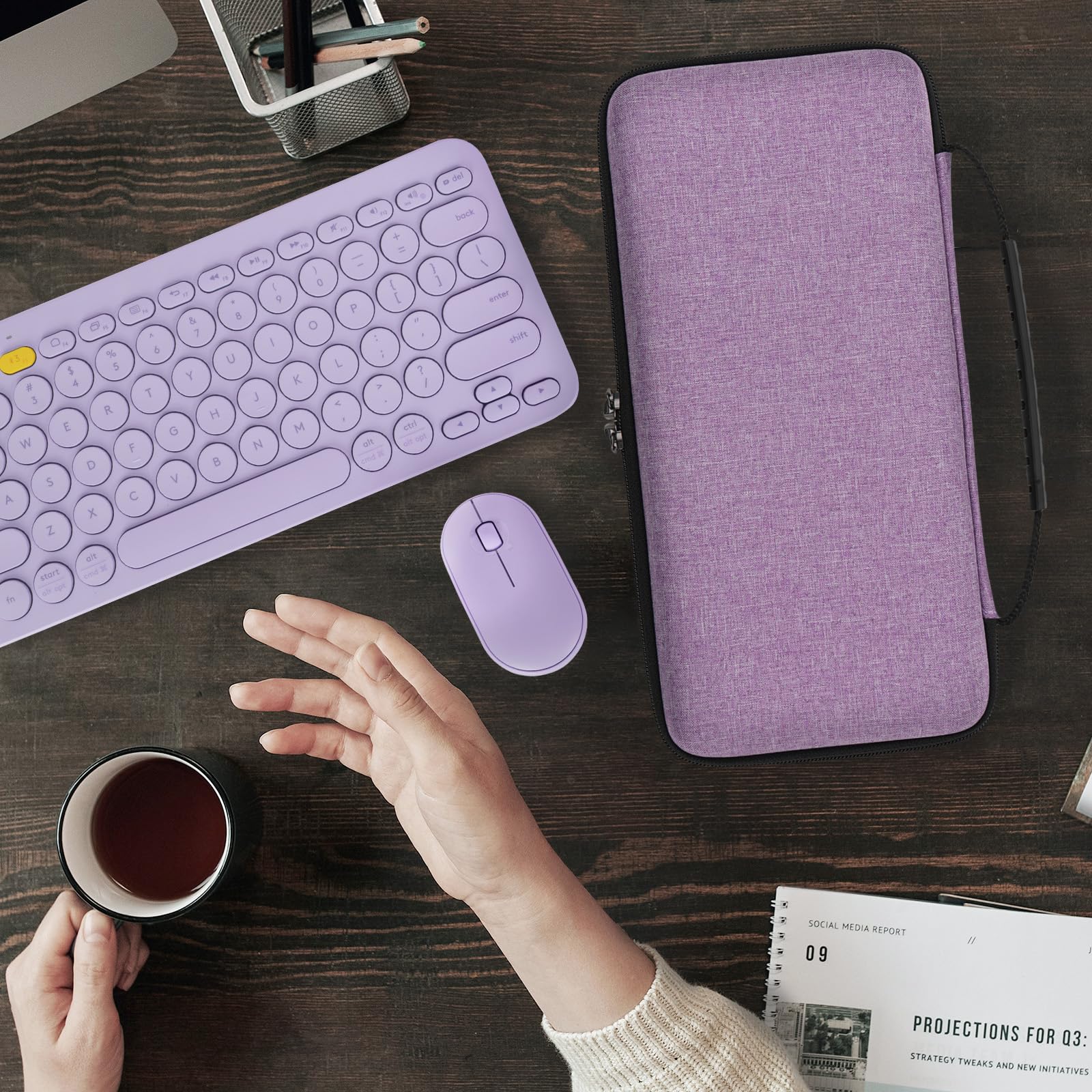 Geekria Funda para Teclado, Estuche de Viaje Protector rígido para teclados compactos pequeños, Compatible con Logitech Pebble Keys 2 K380s / K380 (Lavanda)