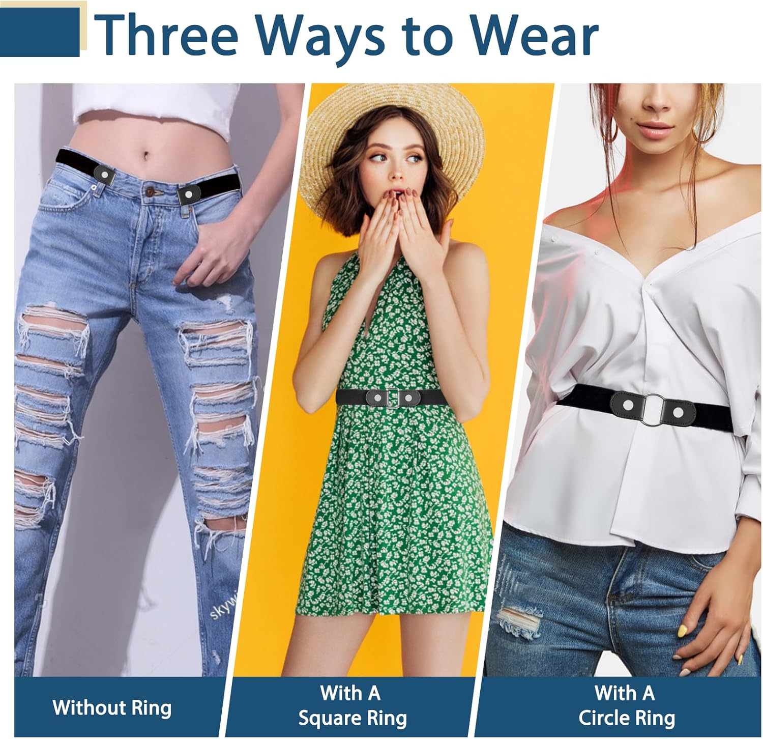 【4 Pcs】No Buckle Stretch Belt for Women and Men Elastic Waist Belt Invisible Belts for Jeans Pants - Image 5
