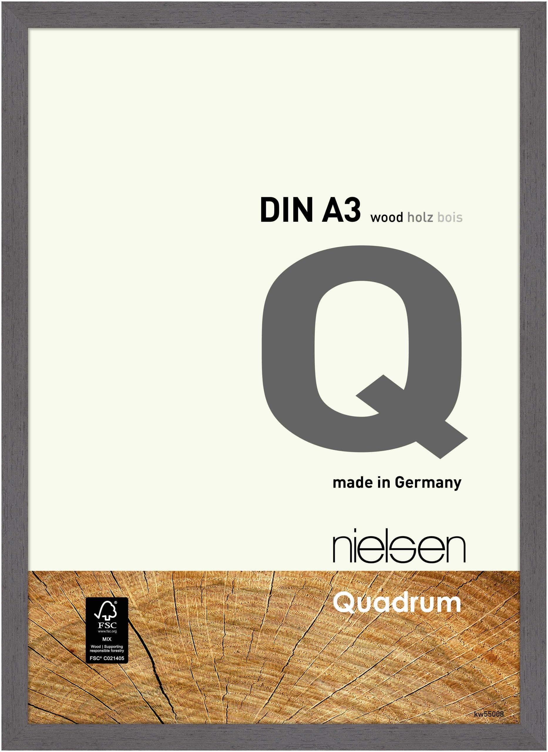Nielsen Grey Quadrum Wooden Picture Frame - A3, 29.7X42cm - With Float Glass And Easy Push-Turn Clips - For Photos And Art