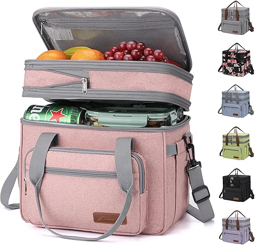 Maelstrom Lonchera para mujer, lonchera aislada de 23 litros para hombres y mujeres, bolsa térmica expandible de doble cubierta, bolsa de almuerzo