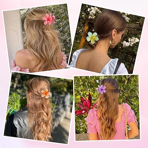 Miniatura 7 de Pinzas de garra de flores para mujeres y niñas, bonitos clips de garra medianos para cabello grueso y delgado, clips de garra grandes mate de flores