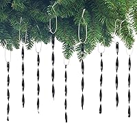 Vista 12 de AMS Adornos para árbol de Navidad, juego de 24 piezas de adornos de carámbanos retorcidos de aluminio para árbol de Navidad, fiesta de Año Nuevo
