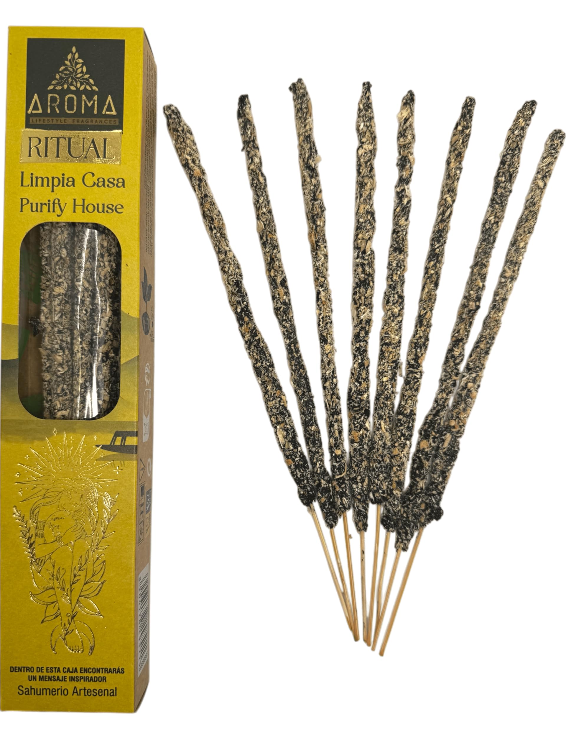 Organic Incense Ritual Clean Home Aroma Artisan Incense – Box with 8 Incense Sticks – 1 Hour Duration – HOSTENATURA