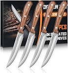 DRAGON RIOT Couteaux de steak 6, Ultra Set de couteau Sharp Steak japonais VG-10 Acier inoxydable Serré Steak Couteaux manche en bois de Tang complet avec boîte cadeau, cadeau de Noël idéal