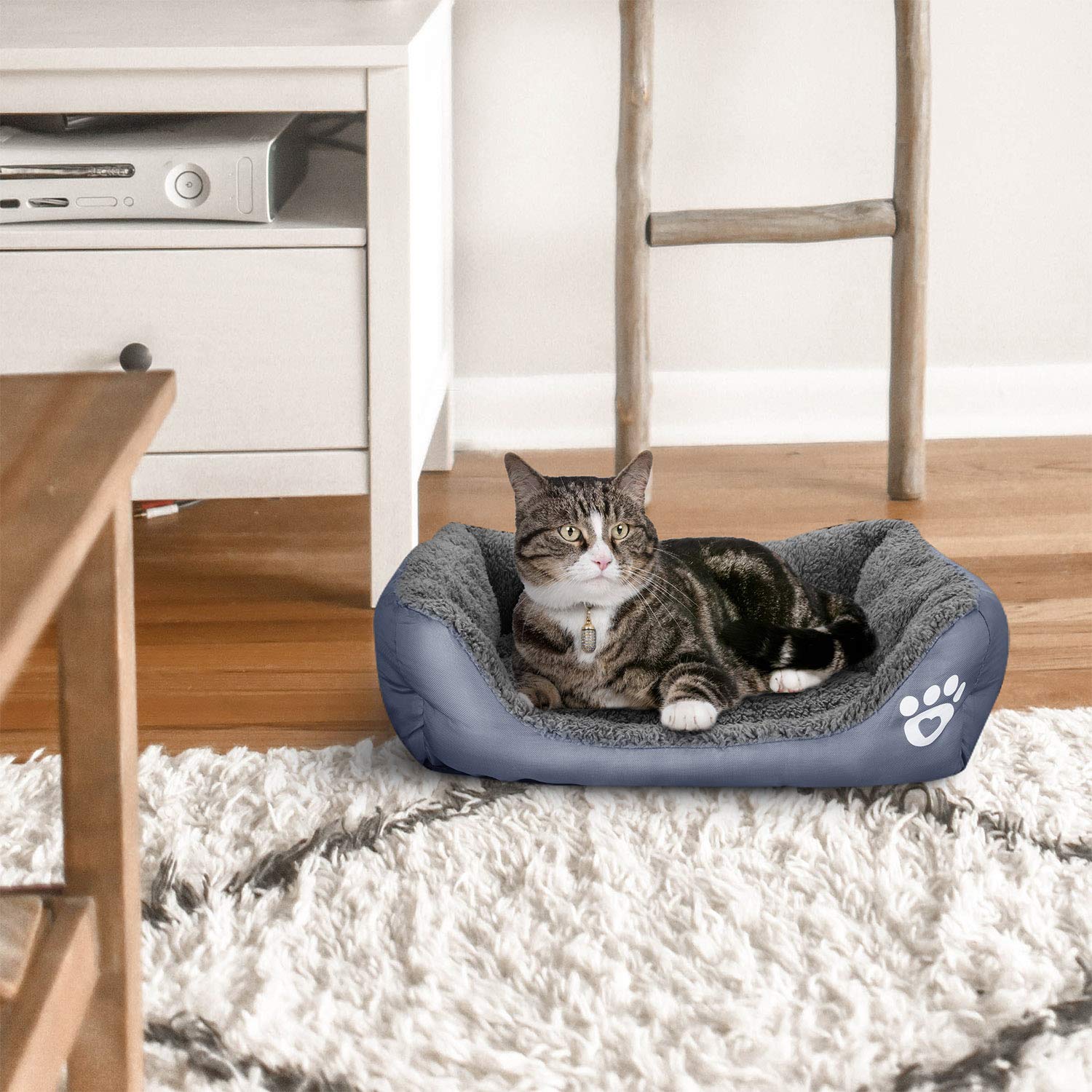 Haustier Katzenbett Kissen Weich Hundebett Warm Hundeschlafplatz Katzendecke Hundematratze Hundesofa Katzensofa (Grau)