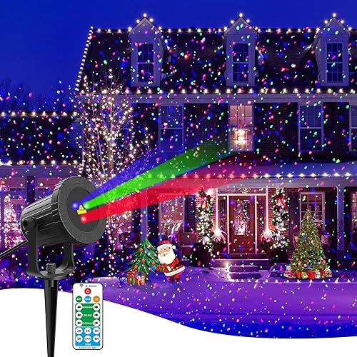 Proyector láser de Navidad para exteriores, luces RGB de 3 colores y luces de luciérnaga, proyector navideño para patio, casa, jardín, fiesta,