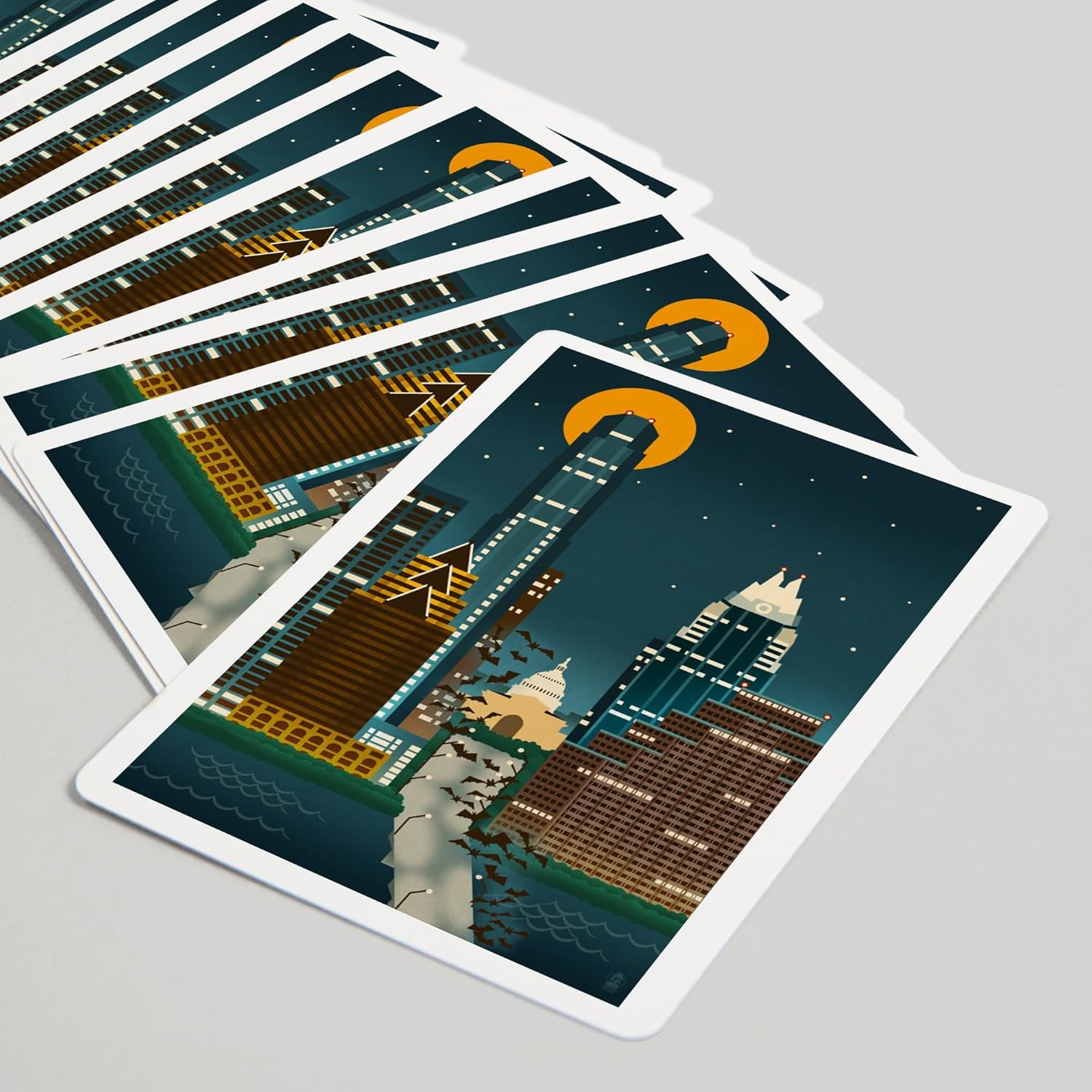Lantern Press Austin, Texas, Retro Skyline (no Text), 52 Playing Cards for Adults, Poker Size Card Deck