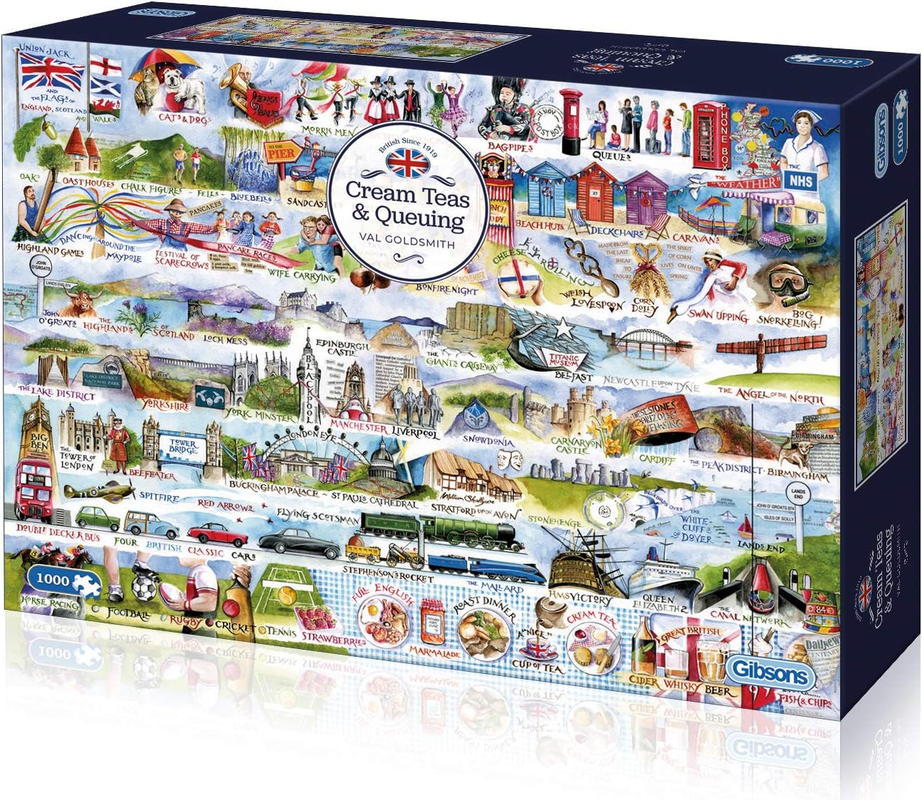 Cream Teas & Queuing 1000 Piece Jigsaw Puzzle | Sustainable Puzzle for Adults | Premium 100% Recycled Board | Great Gift for Adults | Gibsons Games