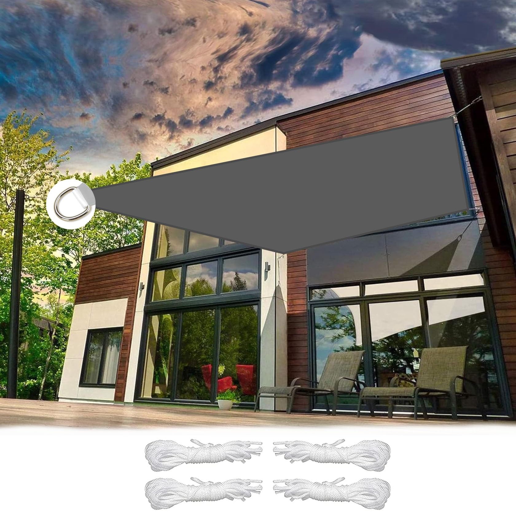 sonnensegel 6 x 5 Wasserdicht Sonnenschutz 6.5 m UV Schutz Wetterschutz Reißfest Windschutz Tarp Überdachung Plane mit D-Ring Und Kordel Schattenspender Garten Balkon, Dunkelgrau Color:Matte Black + Photochromic Clear To Gray BXT Komplettrad Test — Color-Black/Dark Tan