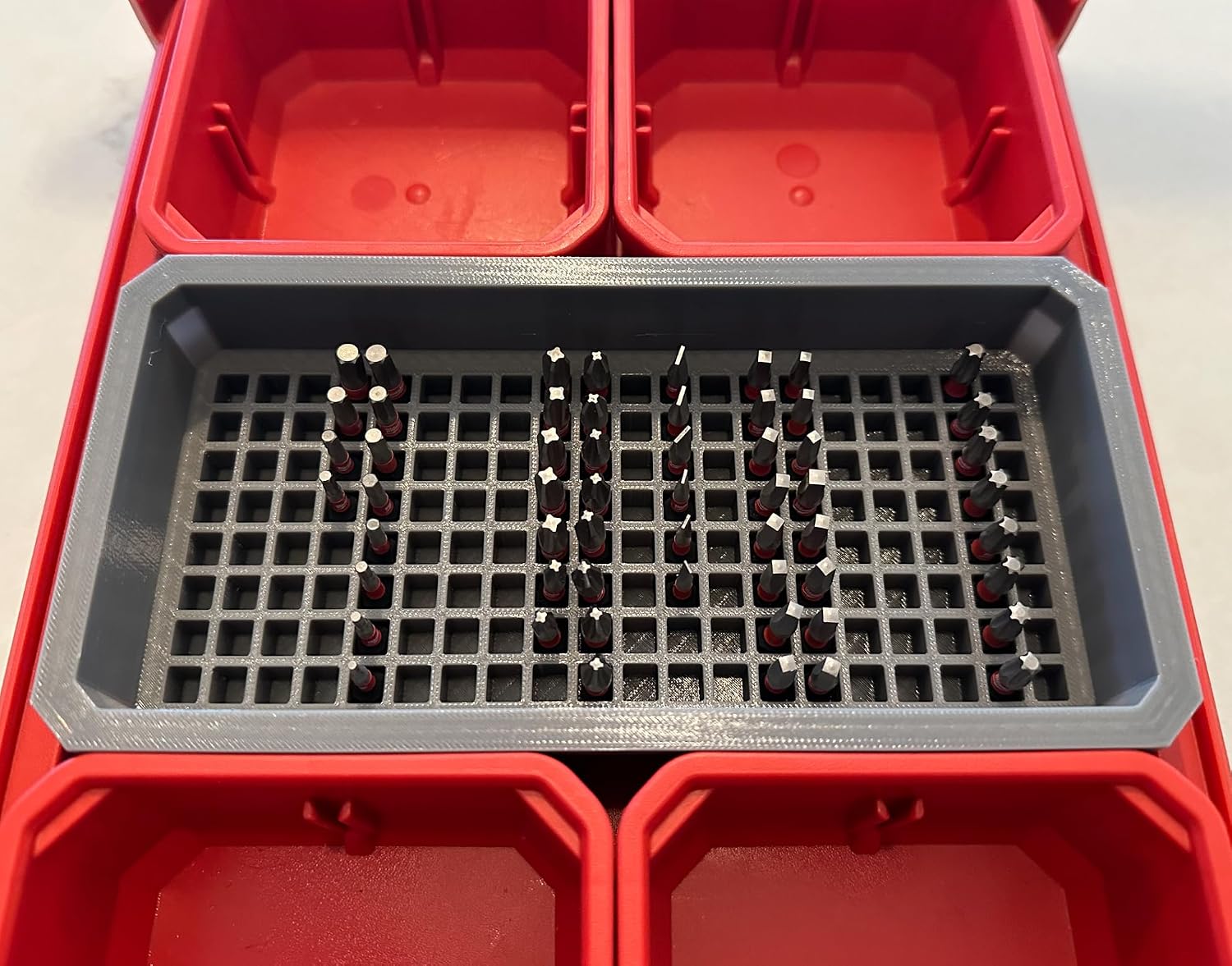 Generic Impact bit holder insert for Milwaukee PACKOUT Low Profile Organizers (160 Bit) (Red), M-POD-0 Comp