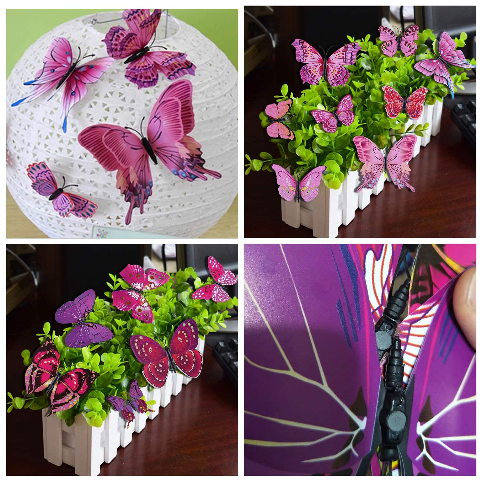 4 Grandi Decorazioni 3D Farfalle Viola Da Appendere - Set Di 4 Pezzi Per Sfondo Festa Di Compleanno, Baby Shower, Addobbi Tema Primavera