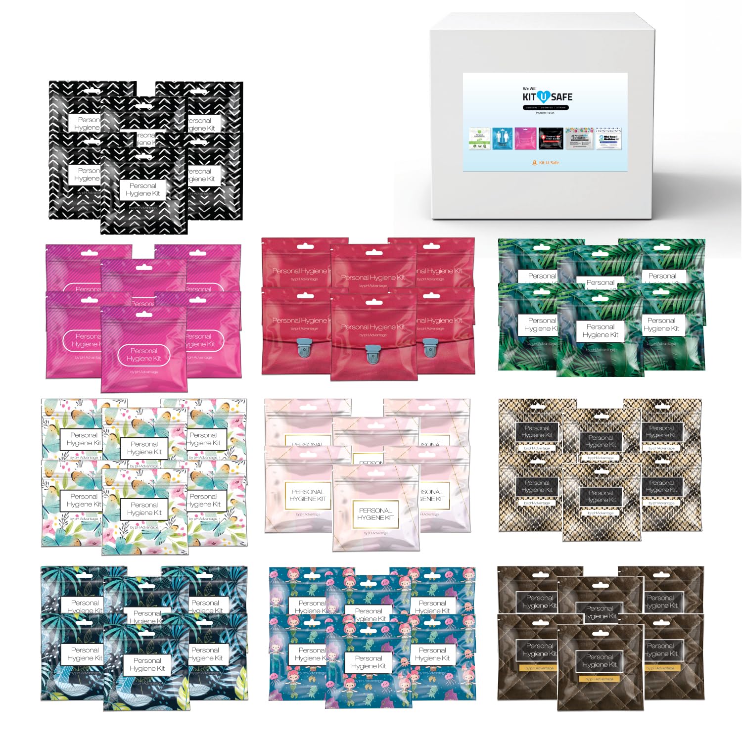 60-Pack Bulk Menstrual Care Kits - Individually Wrapped Packs with Tampon Maxi Pad Feminine Wipes Alcohol Hand Wipe