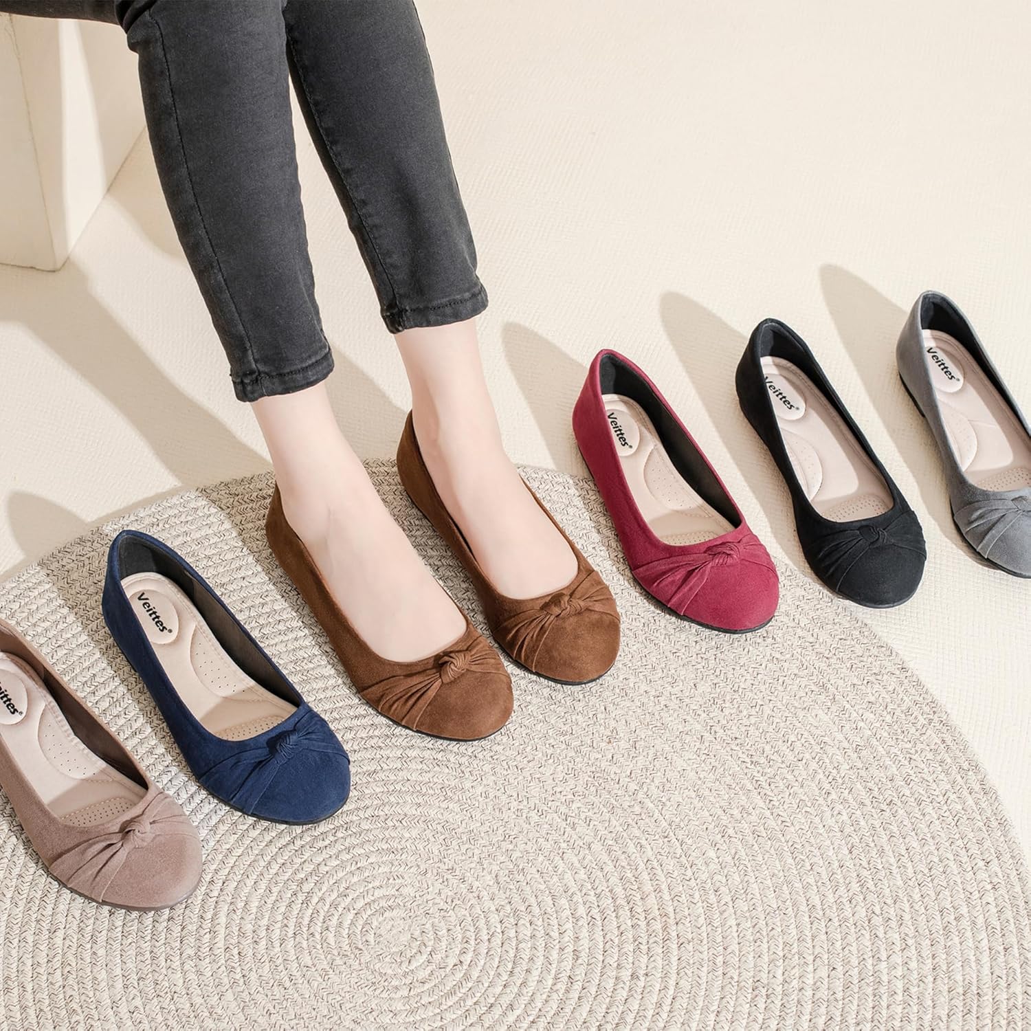 Veittes Women's Round Toe Wide Width Ballet Flats - Image 6