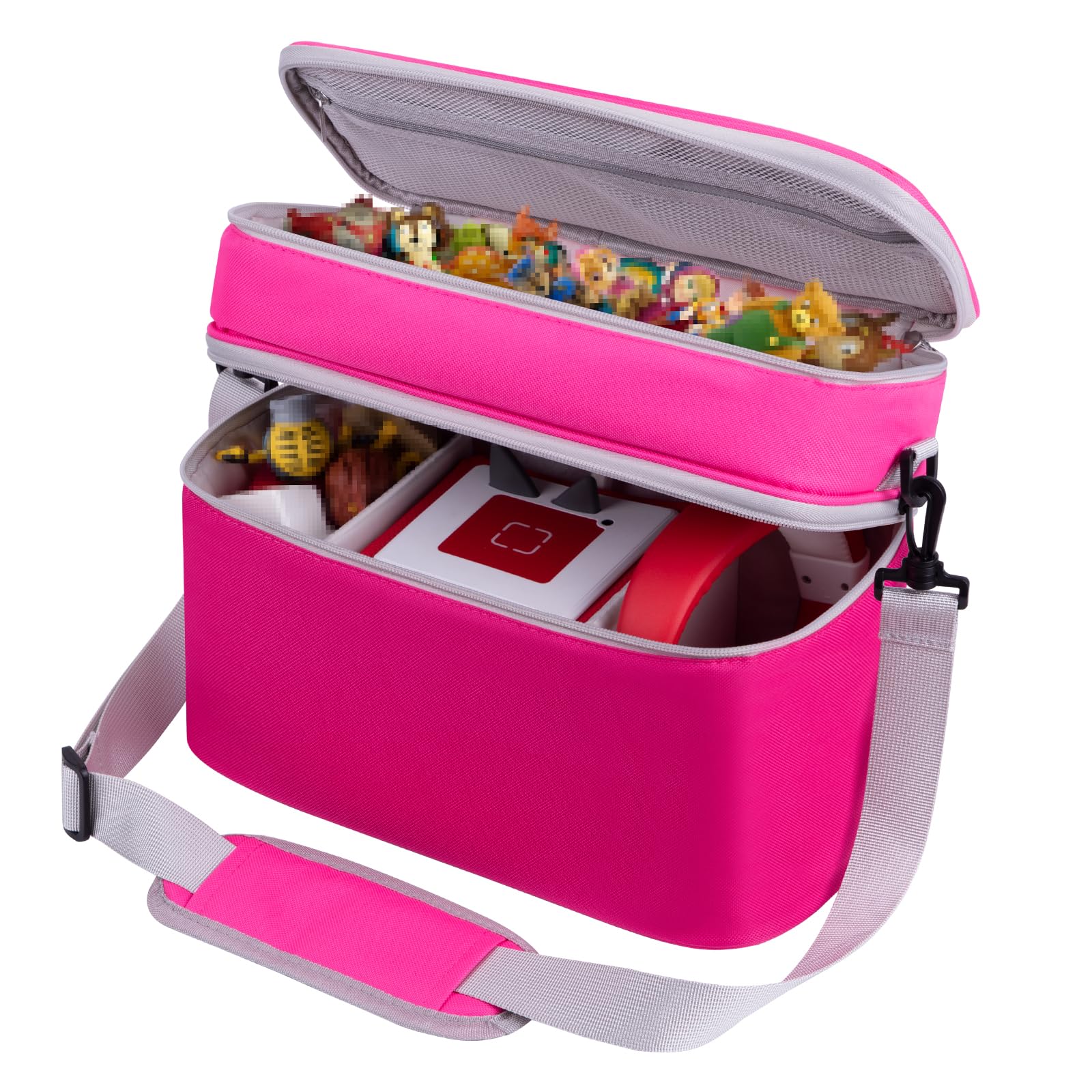Bevegekos Carrying Storage Travel Bag for Toniebox 2 Starter Set, for Tonie Figures, Charging Station & Headphone, Case Only (Rosy/Pink, Large)