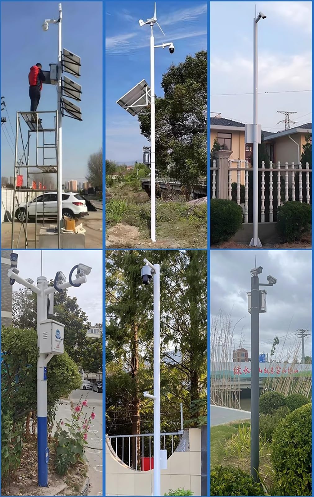 Palo per Telecamera di Sicurezza Palo per telecamera di sicurezza con parafulmine, Palo di sorveglianza esterno per installazione a terra, per porte di casa/strade/hotel/cantieri edili(118in (3.0m))
