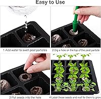 Vista 4 de Paquete de 4 bandejas de germinación de 24 celdas con cúpula de humedad y base, kit de cultivo de plantas, incluye pellets de turba, etiquetas