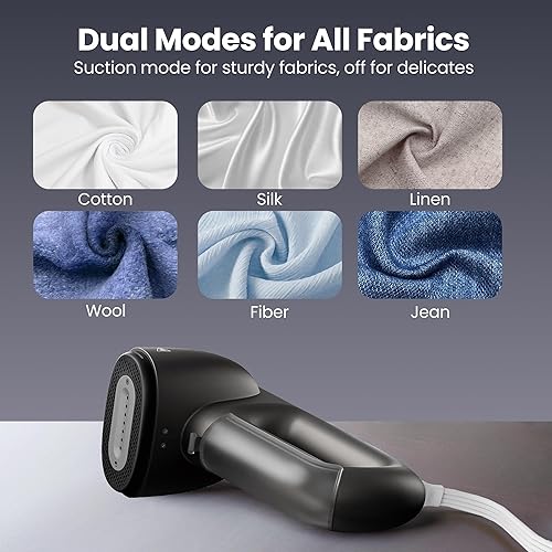 Miniatura 6 de Neakasa Magic 1 vaporizador al vacío, vaporizador de mano para ropa de viaje, succión de 2300 Pa para agarres de ropa, plancha de vapor 2 en 1, para