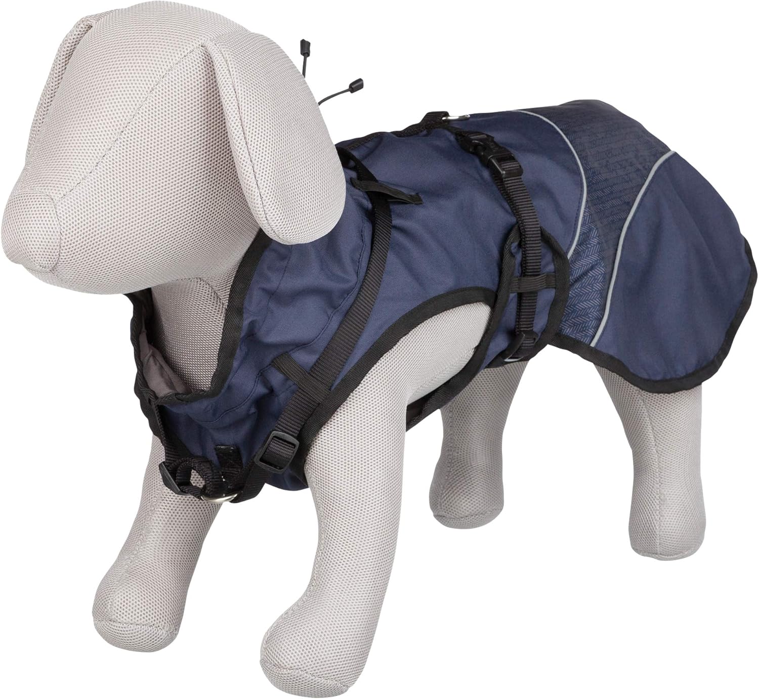 TRIXIE Dog Coat with Harness - Waterproof, Blue, X-Small (28-38 cm), 25 cm