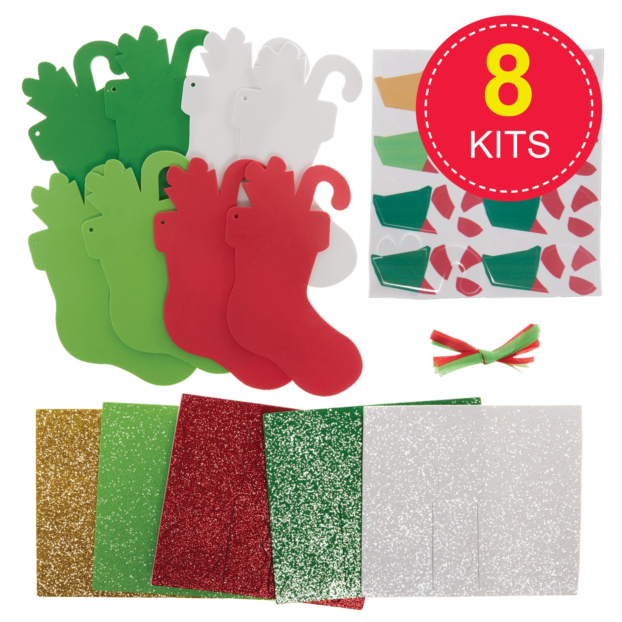 Baker Ross FX776 Christmas Stocking Mix and Match Decoration Kits - Pack of 8, Christmas Decoration Arts and Crafts for Kids - Image 2