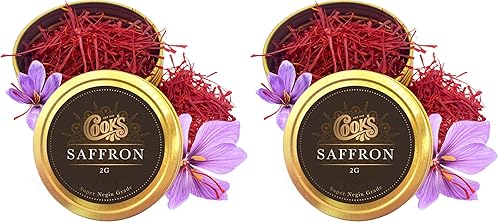 Miniatura 10 de Cook's, Hilos de azafrán de grado negin premium, hebras de azafrán rojo oscuro prémium para té, paella, risotto, biryani, postre, 0.18 onzas