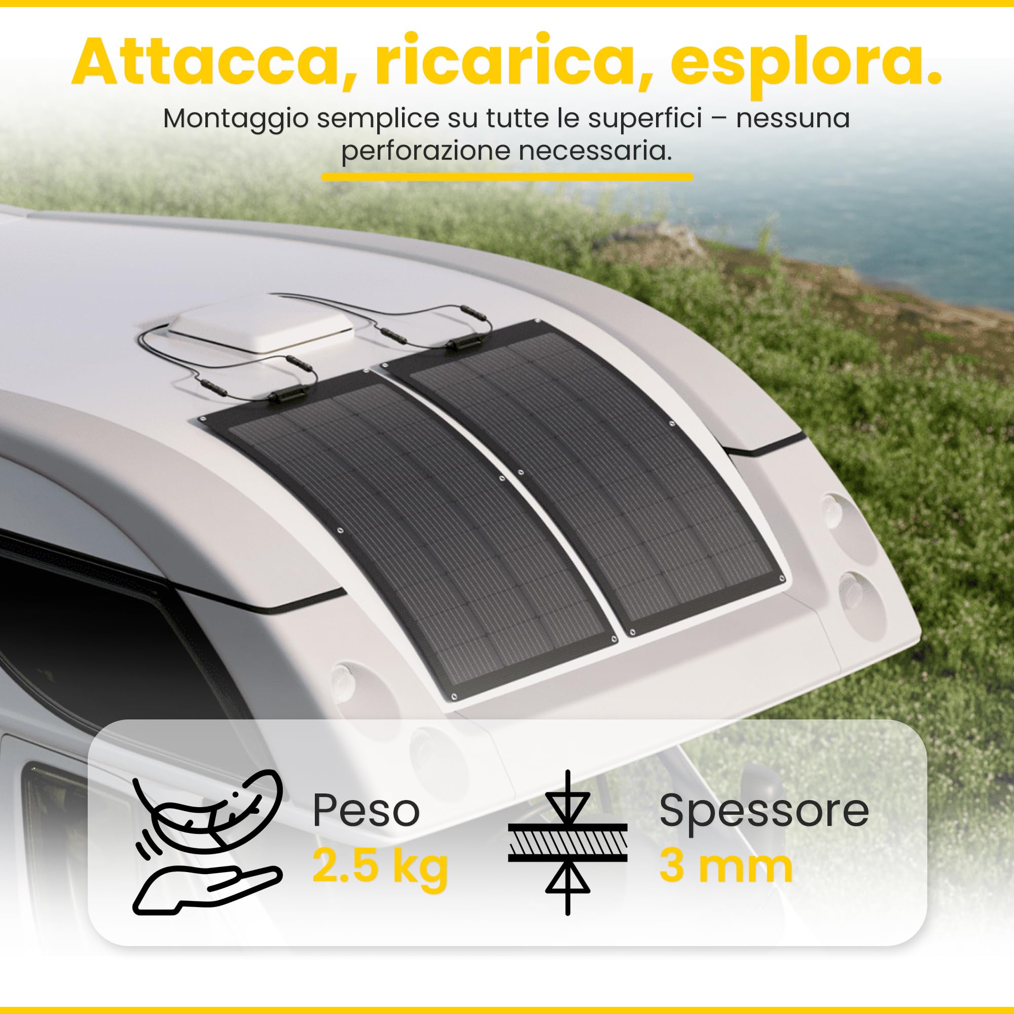 Offgridtec PCB-ETFE - Pannello solare semiflexibles 36 V 50 W per camper