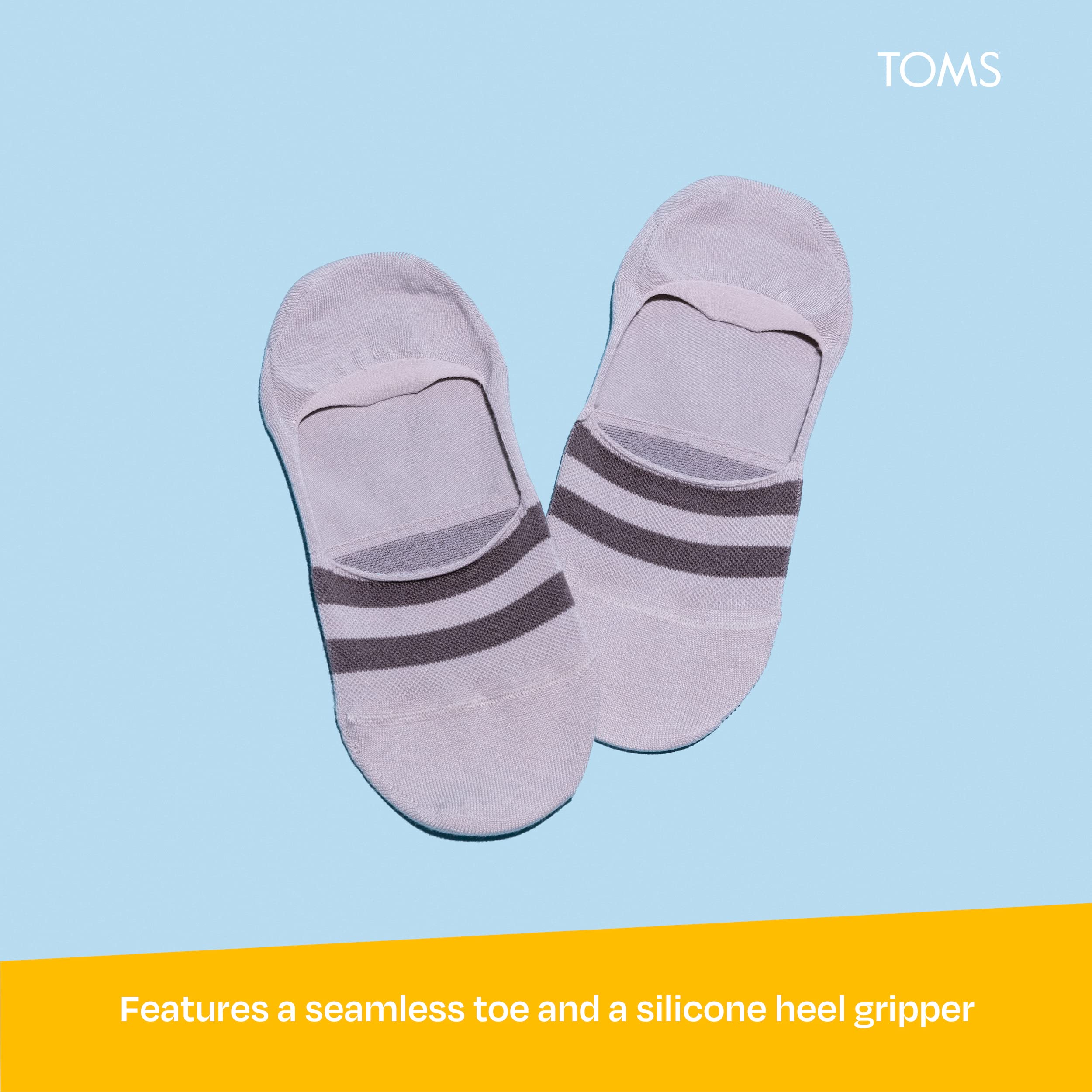 TOMS Calcetines invisibles, antideslizantes, corte bajo, invisibles, un solo par