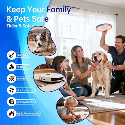 Vista 5 de Delamu Ocultador de cables, cubiertas para cables de 3 a 4 cables en la pared, gestión de cables grande para ocultar cables, fácil de instalar