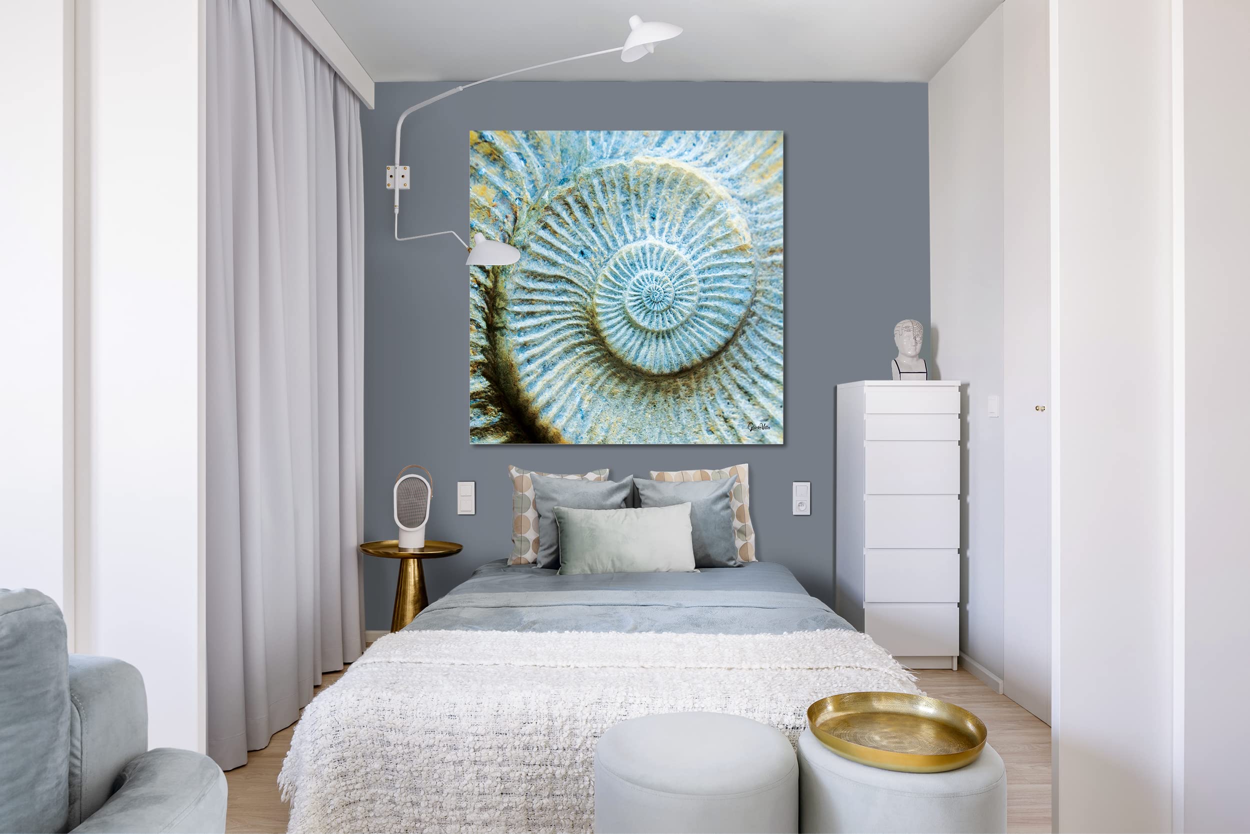 Glücksvilla - Unendlichkeit (Leinwand-Bild 5 cm, 120 x 120 cm) | div. Maße - aus DE - Kunstdruck XXL Deko Wandbild Quadrat - Muschel Schnecke Versteinerung Fossilien