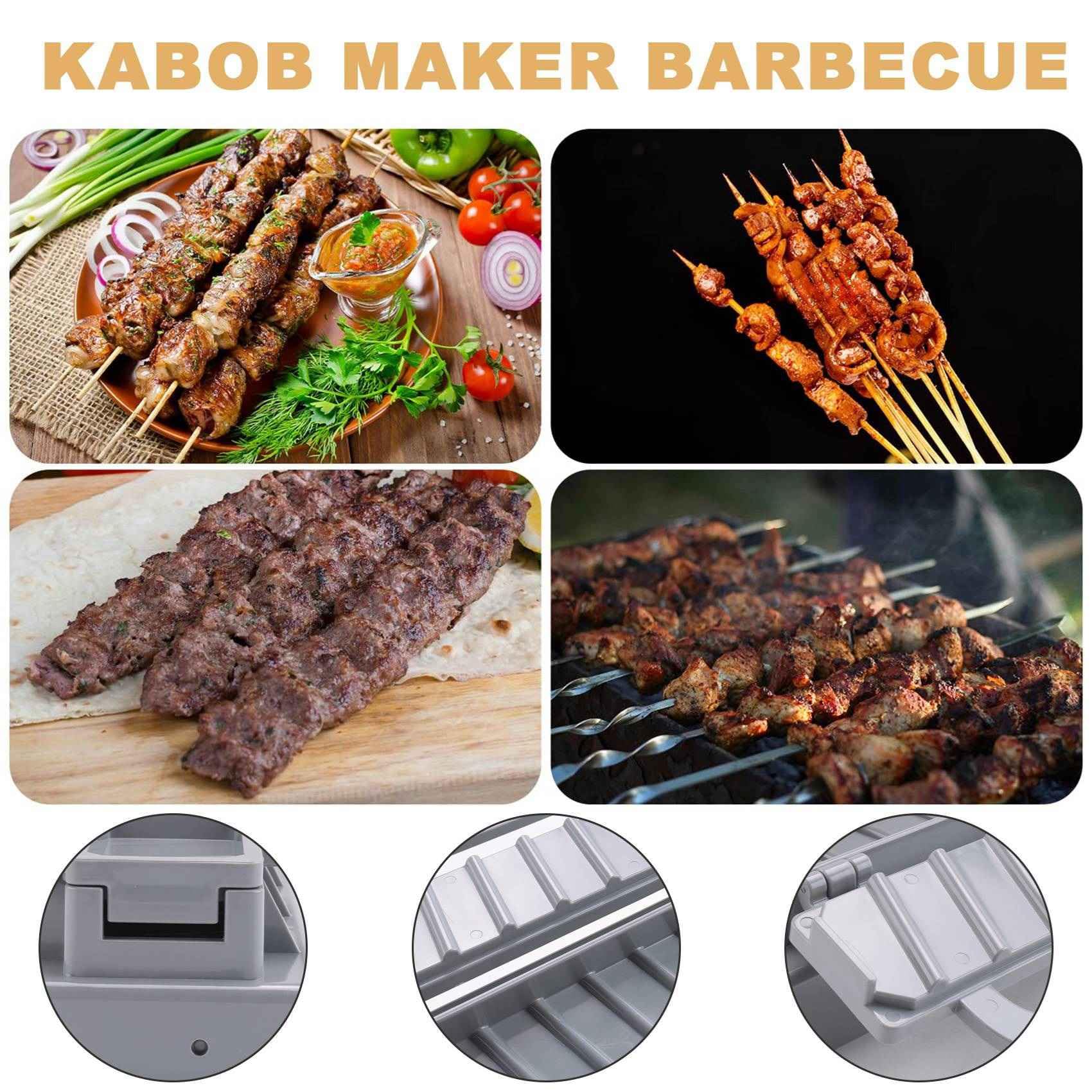 2 prensas grandes para hacer kebabs de plástico gris, forma manual de Kabob, pinchos para barbacoa