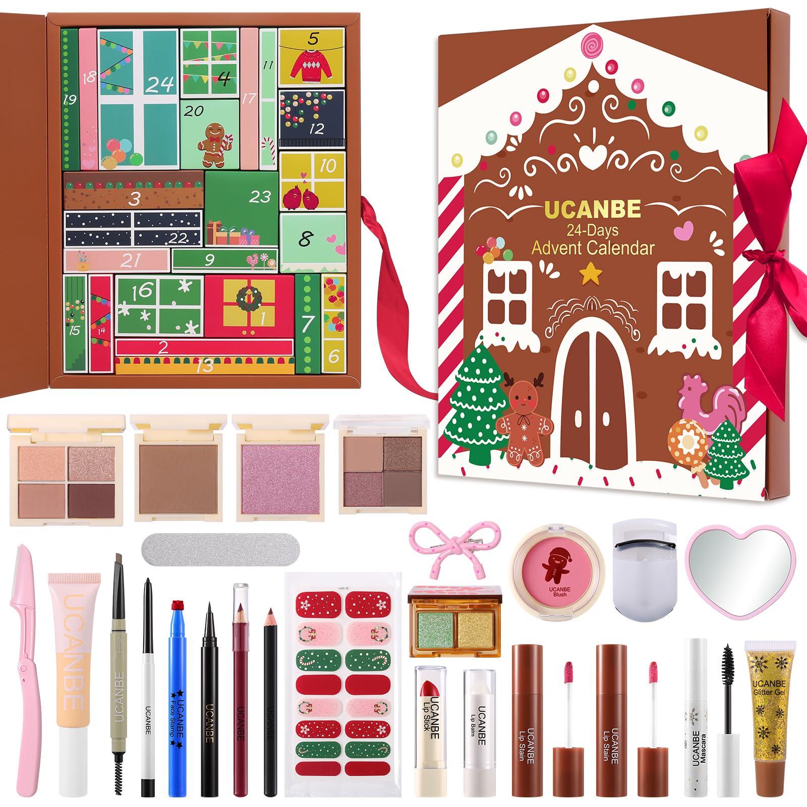 Makeup Advent Calendar 2025, 24 Days Christmas Gift Makeup Sets For Women, UCANBE 2025 Xmas Countdown Calendar Full Makeup Kits Beauty Makeup & Cosmetic For Teens, Girls Gift