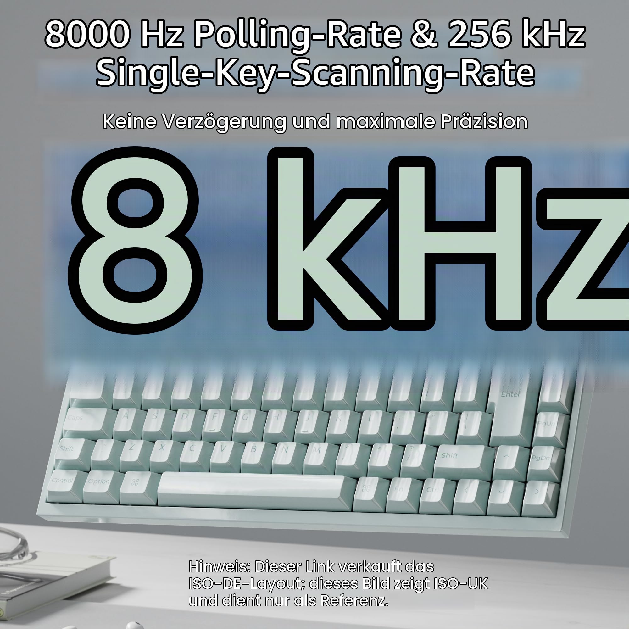 Keychron Q16 HE Kabelgebundene Magnettastatur, 8000 Hz Polling-Rate, Keramikmaterial, 65% ISO-DE-Layout, RGB, Gaming-Tastatur für Mac, Windows und Linux, Rapid-Trigger-Lime-Schalter