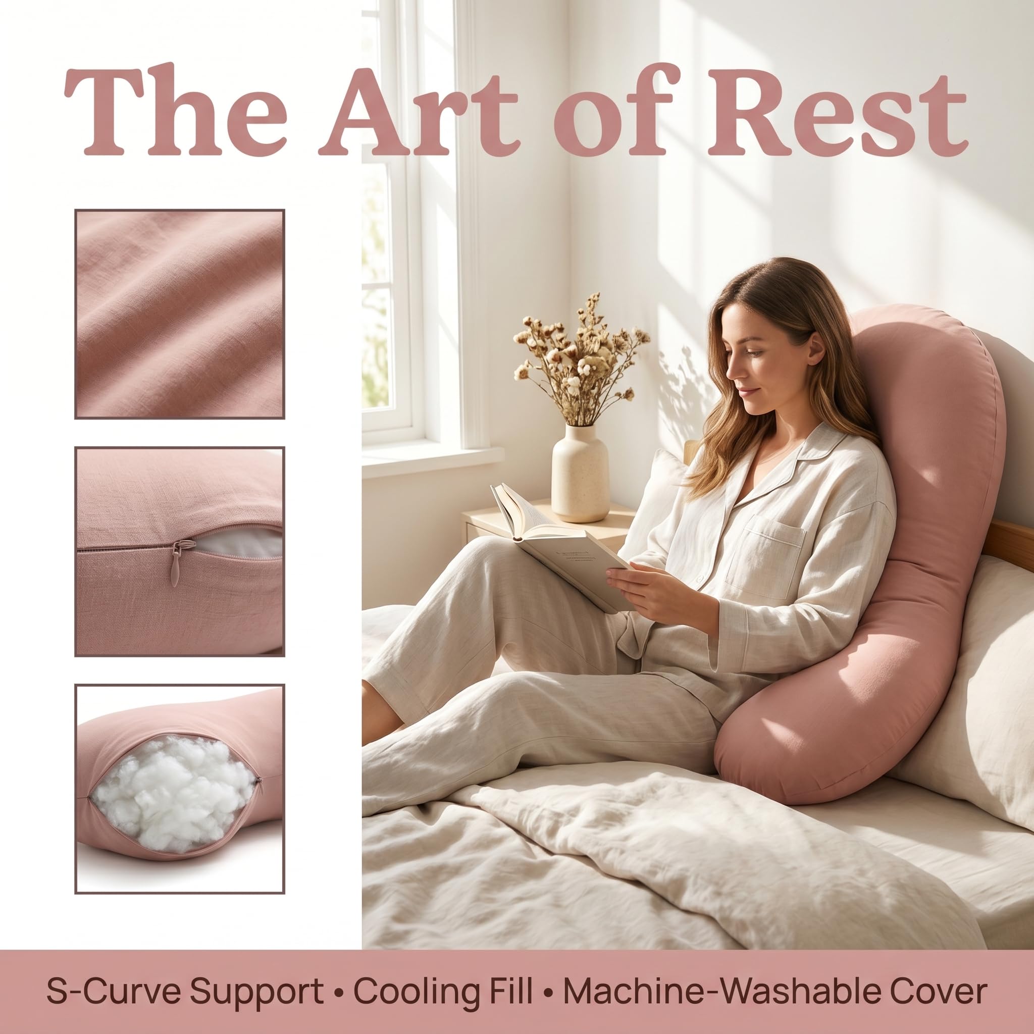 Almohada Corporal Ergonómica para Dormir de Lado(120cm,Pink)